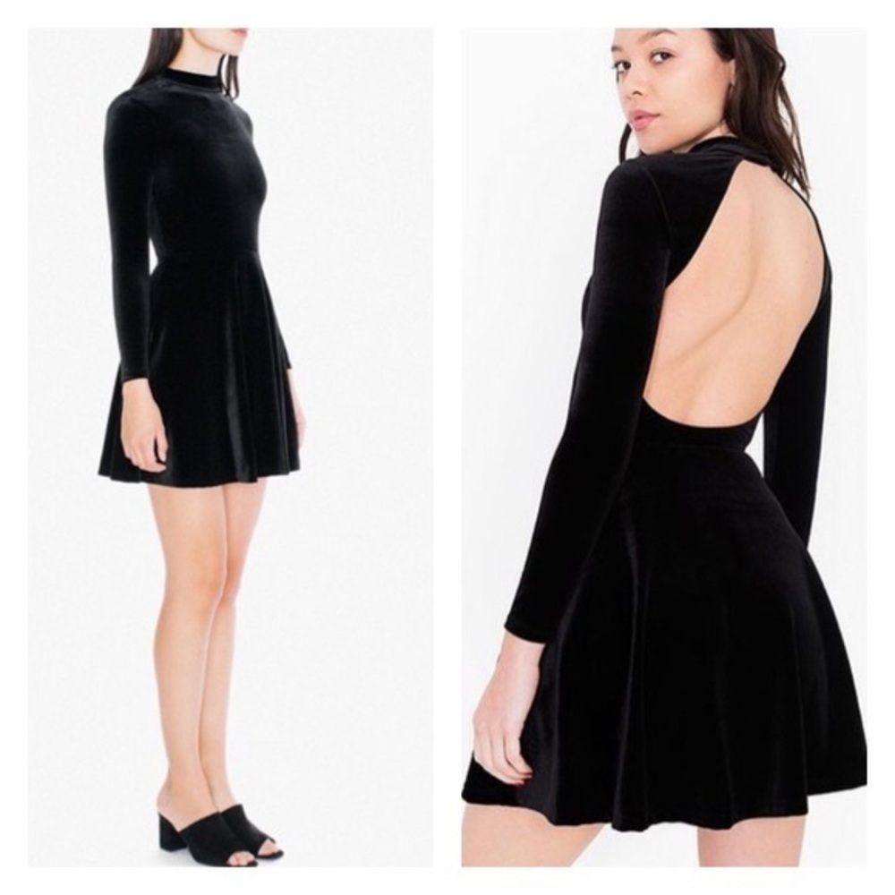 American Apparel Black Violette Velvet Dress